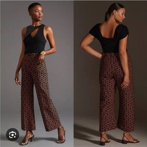 Maeve Black and Brown Patterned Cropped Pants